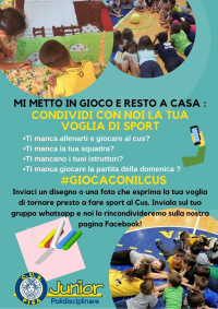 #giocaconilcus: il gioco del Cus Junior per divertirsi restando a casa